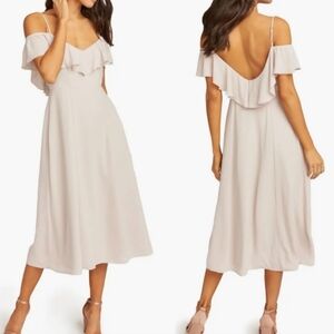 Show Me Your Mumu Camilla Ruffle Neck Midi Dress